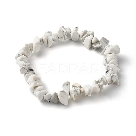 Synthetical Howlite Chip Beads Stretch Bracelet for Women BJEW-AL00003-27-1