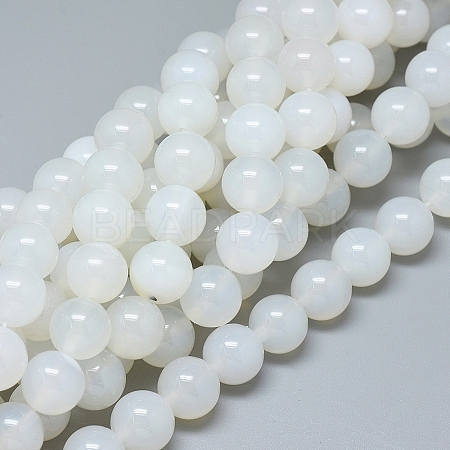 Natural White Agate Beads Strands G-D0005-27-12mm-1