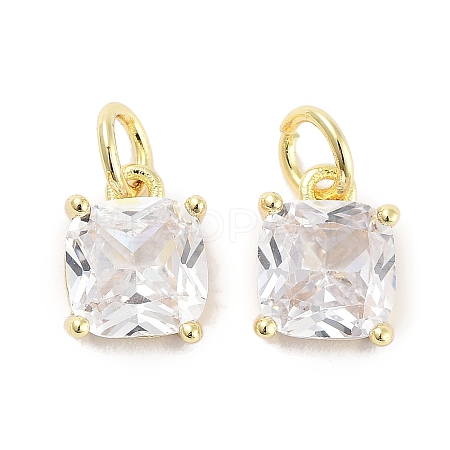 Brass Micro Pave Cubic Zirconia Charms KK-C051-15G-01-1