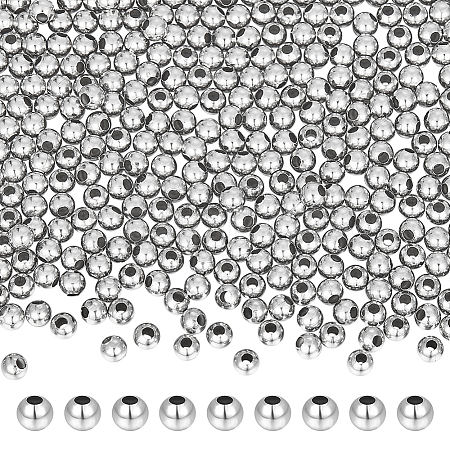 304 Stainless Steel Hollow Round Seamed Beads STAS-UN0043-16-1