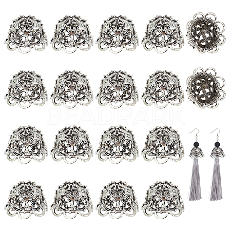 24Pcs Tibetan Style Alloy Bead Caps TIBE-PH0002-63AS-1