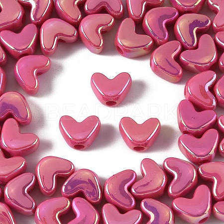50Pcs UV Plating Opaque Acrylic Beads MACR-YW0004-06B-1
