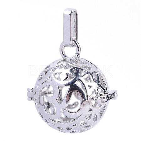 Rack Plating Brass Cage Pendants KK-S751-012P-1