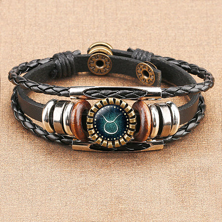 12 Constellations PU Leather Multi-strand Bracelets WGFD09F-02-1