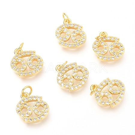 Brass Micro Pave Clear Cubic Zirconia Charms ZIRC-O036-30G-A-1