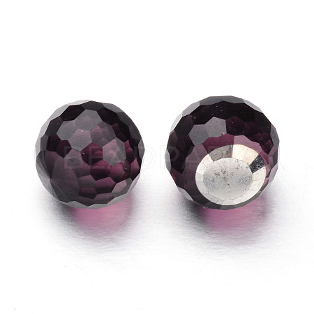 Faceted Round Ball Glass Cabochons X-GGLA-L008C-25-1