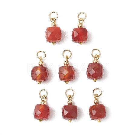 Natural Carnelian Faceted Cube Charms PALLOY-JF04975-1