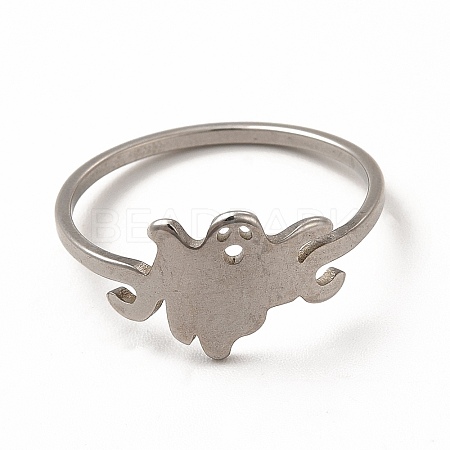 Non-Tarnish 304 Stainless Steel Hollow Out Ghost Finger Ring for Halloween RJEW-K239-15P-1