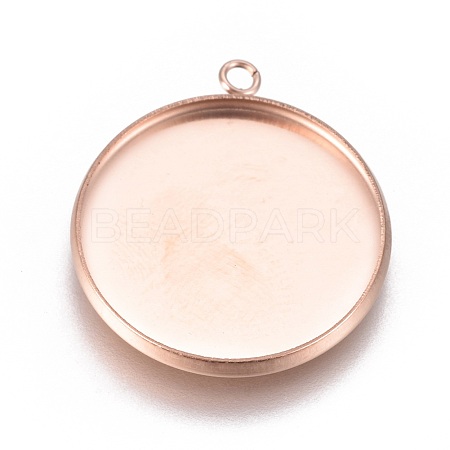 Ion Plating(IP) 304 Stainless Steel Pendant Cabochon Settings STAS-G127-13-20mm-RG-1