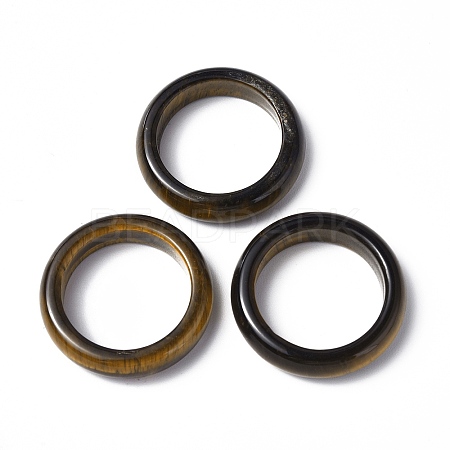 Natural Tiger Eye Plain Band Ring RJEW-P044-01B-07-1