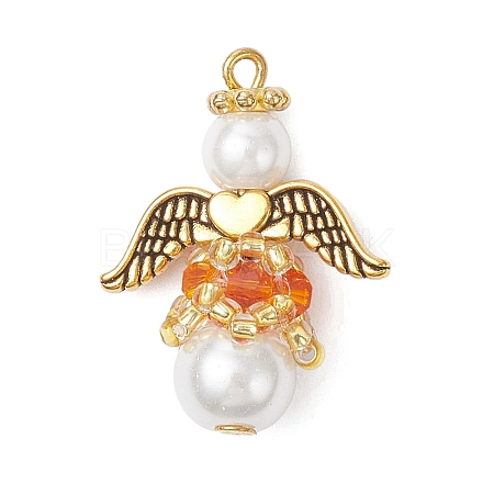 Pearlized Glass Pearl & Glass Pendants PALLOY-MZ00978-04-1