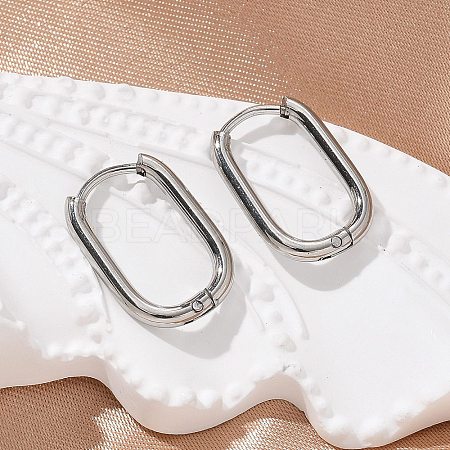 Non-Tarnish 304 Stainless Steel Oval Hoop Earrings EJEW-M218-02A-P-1