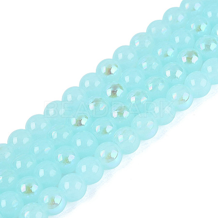 Electroplate Imitation Jade Glass Beads Strands LS-EGLA-Q132-6MM-01B-05-1