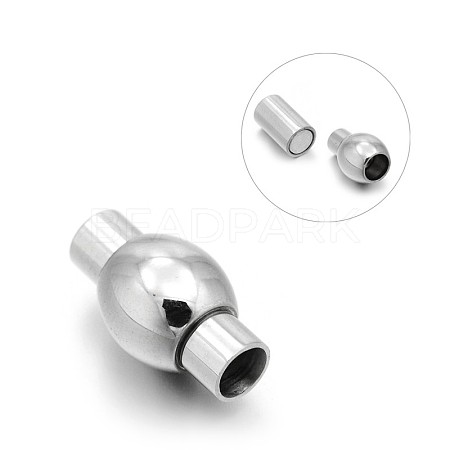 Smooth 304 Stainless Steel Tube Magnetic Clasps with Glue-in Ends STAS-E089-10B-1
