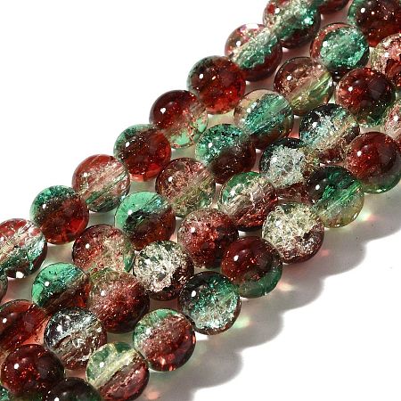 Christmas Theme Crackle Glass Beads Strands CCG-C002-8mm-04-1