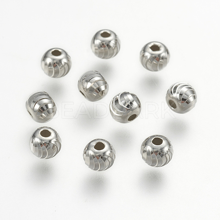 925 Sterling Silver Corrugated Beads X-STER-K037-036C-1