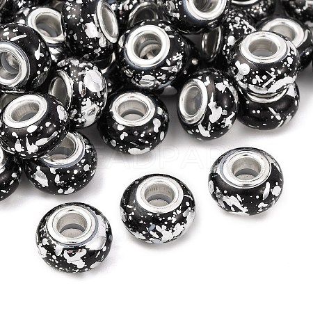 Opaque Resin Rondelle European Beads RESI-Z046-03E-1