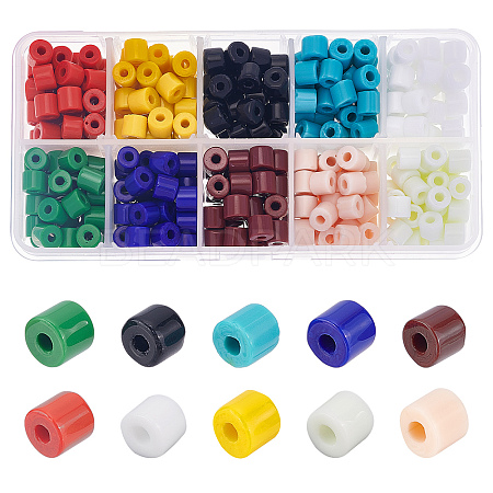  450Pcs 10 Colors Opaque Glass Bugle Beads SEED-NB0001-66-1