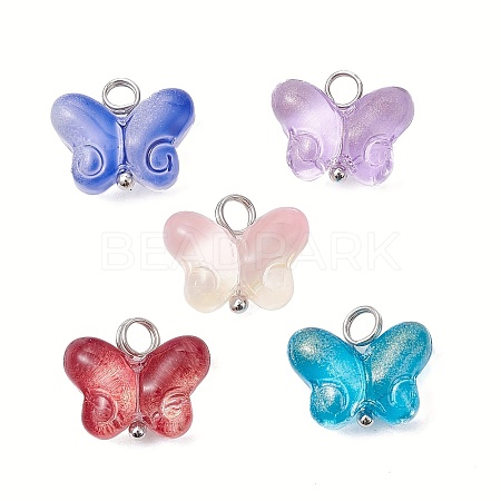 Transparent Baking Paint Glass Pendant PALLOY-JF02340-01-2S-1