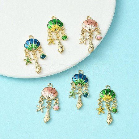 6Pcs 3 Colors Alloy Enamel Pendants ENAM-YW0003-79-1