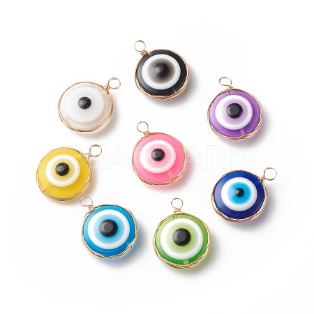 Transparent Evil Eye Resin Pendants PALLOY-JF01845-01-1