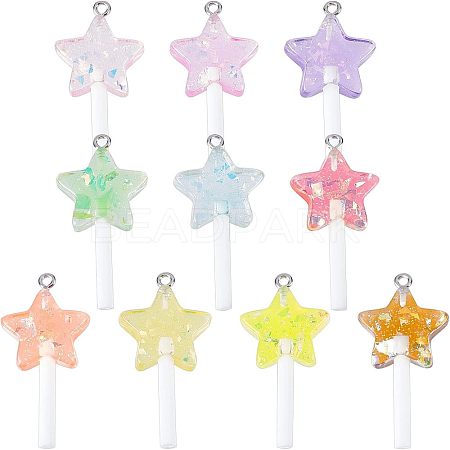  40Pcs 10 Colors Resin Pendants RESI-NB0001-73-1