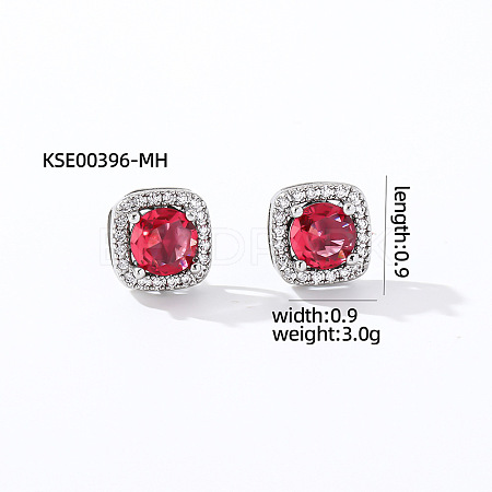Elegant Zircon Square Stud Earrings for Women LS-TY1635-12-1