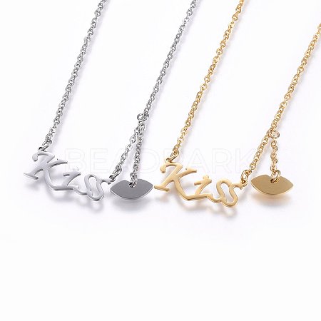 304 Stainless Steel Pendant Necklaces NJEW-O104-03-1