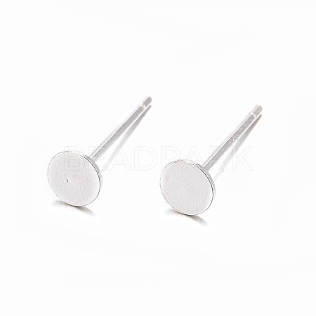 925 Sterling Silver Flat Pad  Stud Earring Findings STER-K167-045C-S-1