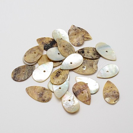 Flat Teardrop Natural Akoya Shell Beads SHEL-N034-01-1