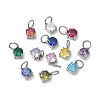 304 Stainless Steel Pave Cubic Zirconia Pendants CU-CBABCF3-04P-1