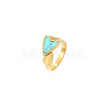Synthetic Turquoise Heart Open Cuff Ring YN9721-1-1