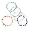 Natural Mixed Gemstone & ABS Plastic Pearl Beaded Stretch Bracelet BJEW-JB09520-1