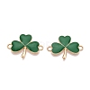 Rack Plating Alloy Green Enamel Shamrock Connector Charms ENAM-N056-354G-1