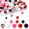90Pcs 9 Styls Round Silicone Focal Beads SIL-YW0001-79-1