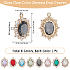 8Pcs 8 Styles Brass Glass Clear Cubic Zirconia Pendants KK-BBC0021-24-2