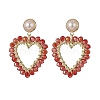 Wrapped Glass Beaded Dangle Stud Earrings EJEW-TA00205-1