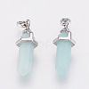Brass Natural Amazonite Double Terminated Pointed Pendants KK-G343-11L-02P-2