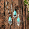 Bohemian Ethnic Style Zinc Alloy & Synthetic Turquoise Pendant Necklaces & Dangle Earrings Sets WG7E01E-10-1