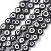 Handmade Evil Eye Lampwork Flat Round Bead Strands LAMP-L058-8mm-10-1