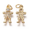 Brass Micro Pave Clear Cubic Zirconia Pendants ZIRC-C020-42G-2