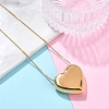 304 Stainless Steel Heart Pendant Round Snake Chain Necklaces for Women NJEW-B122-01G-01-2