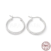 Rhodium Plated 925 Sterling Silver Hoop Earrings EJEW-K258-14P-1