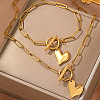 304 Stainless Steel Heart Charm Bracelets & Pendant Necklaces Sets for Women WG287A9-01-1