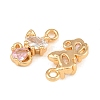 Brass Micro Pave Pink Cubic Zirconia Charms CU-CBA804C-14G-2