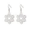 304 Stainless Steel Glass Snowflake Dangle Earrings EJEW-MZ00525-3