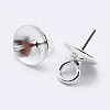 925 Sterling Silver Cup Pearl Bail Pin Pendants X-STER-F036-04S-4mm-2