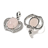 Natural Rose Quartz with Clear Cubic Zirconia Pendants G-G133-03P-27-2