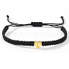 Minimalist nylon braided bracelet with stainless steel gold letter charms for men women students couples AG0106-12-1