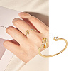 1Pc Letter Brass Rhinestone Open Cuff Rings for Women AJEW-LP0004-47G-G-1